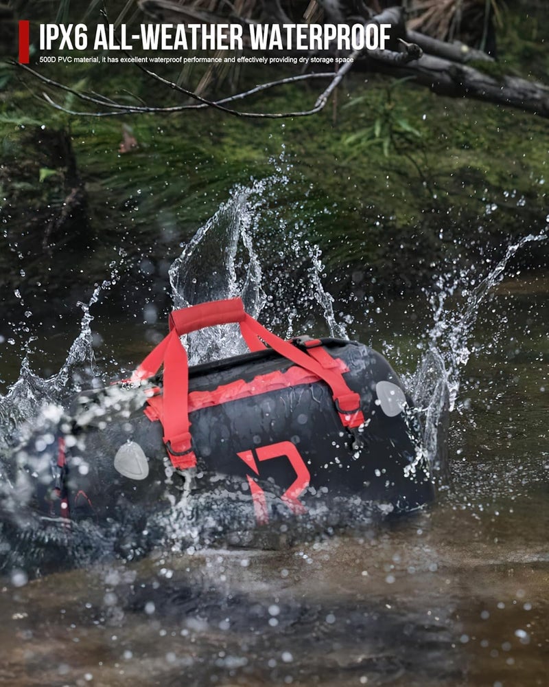 BORLENI Waterproof Motorcycle Dry Duffel Bag Luggage Tail Bag with Large Storage Space,Roll Top Closure, Shoulder Straps, Inner Pocket and Mesh Pocket for Motorcycling Travel Camping (Black,70L) - Image 4